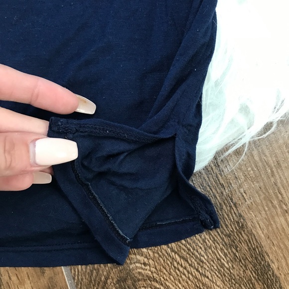 Brandy Melville • Navy Stay Weird Crop Tee Top - Picture 6 of 7